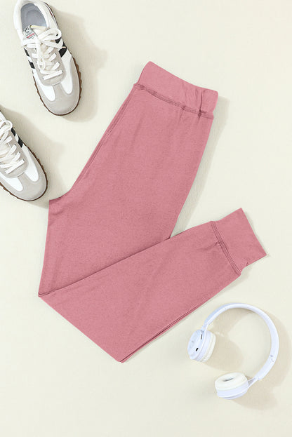 Fushia Drawstring Waist Pocketed Joggers