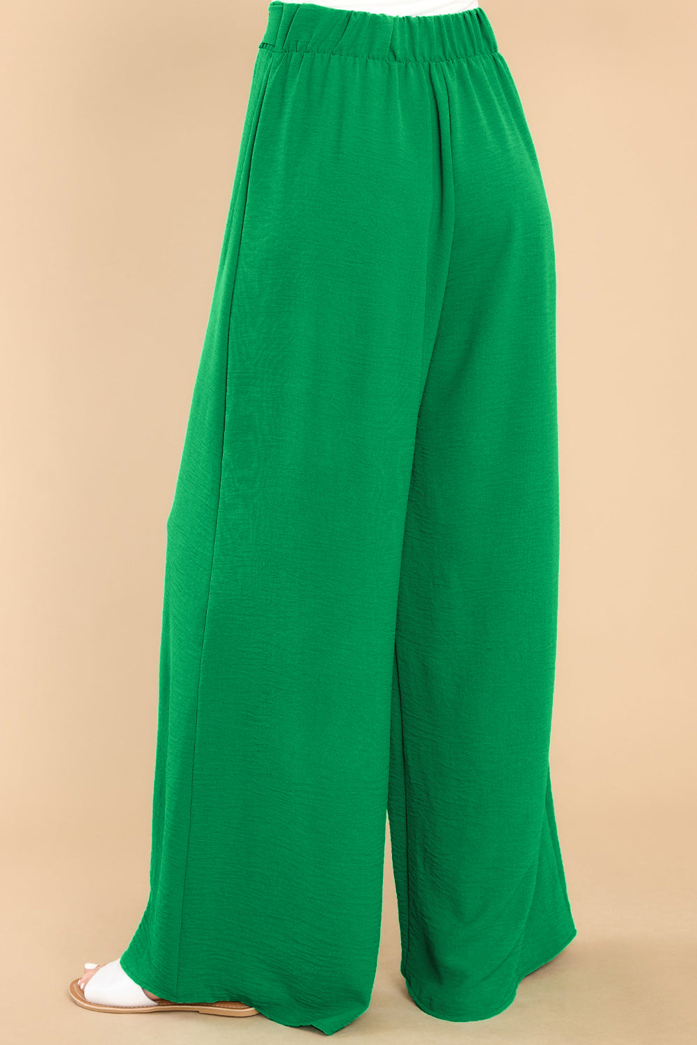 Bright Green High Waist Loops Belted Wide Leg Pants