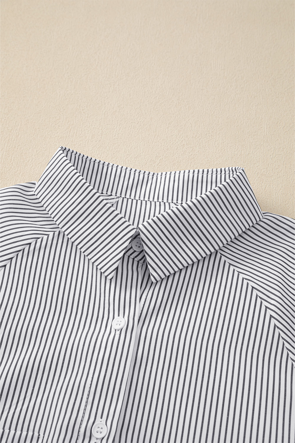 Smocked Cuffed Striped Boyfriend Shirt with Pocket