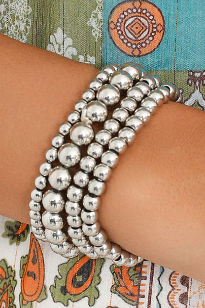 White Multi Layered Beaded Bracelet