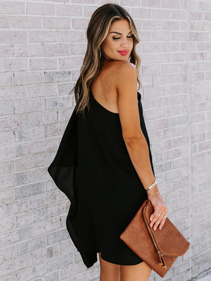 Single Shoulder Kimono Sleeve Mini Dress