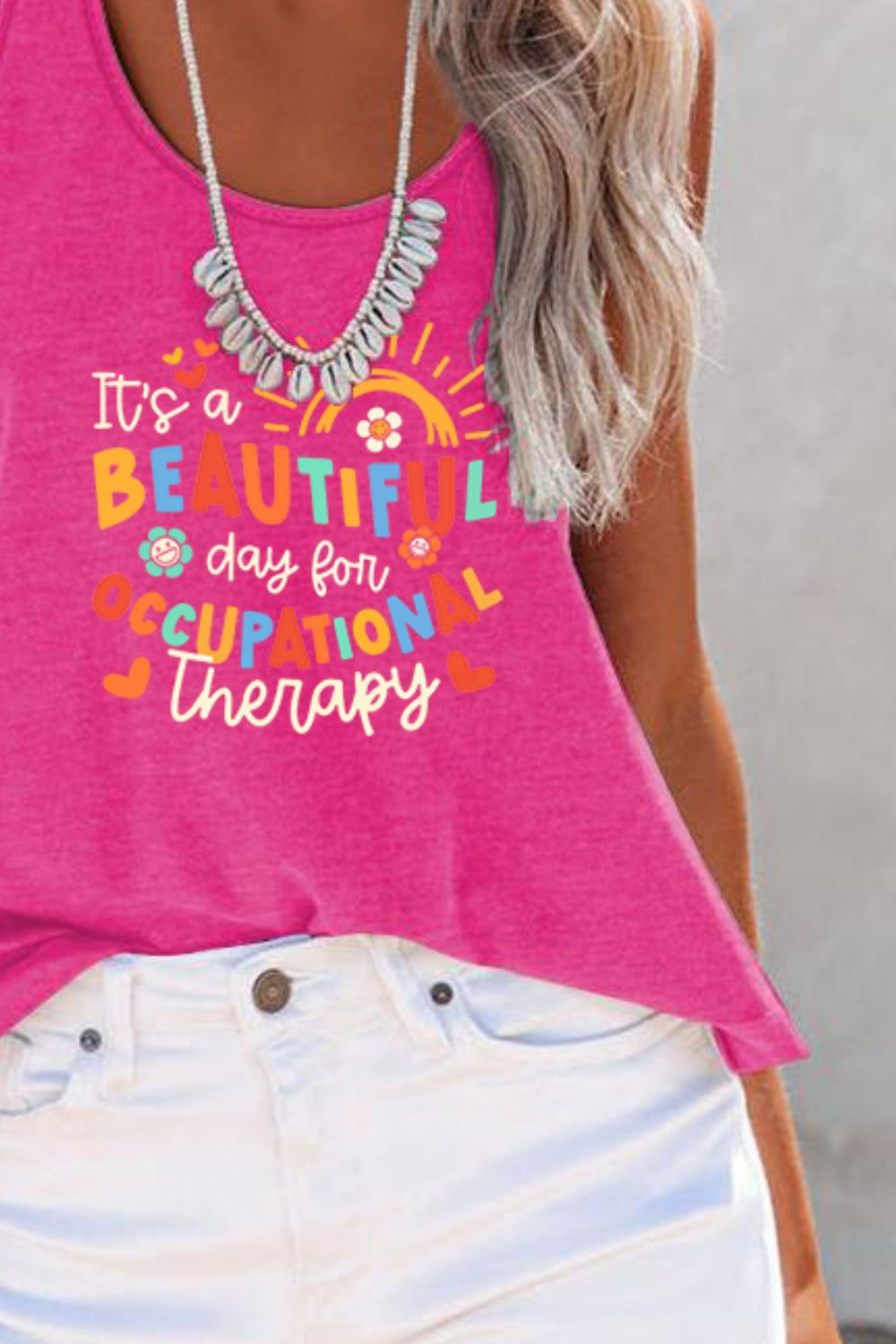 Full Size Letter Graphic Scoop Neck Tank