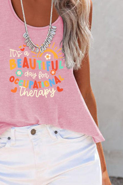 Full Size Letter Graphic Scoop Neck Tank