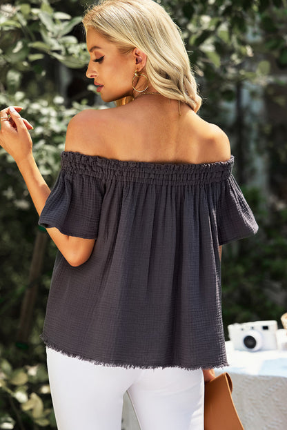 Off-Shoulder Short Sleeve Blouse