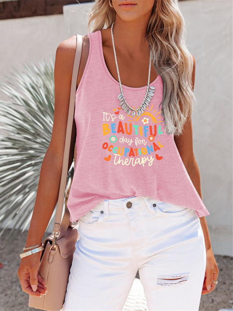 Full Size Letter Graphic Scoop Neck Tank