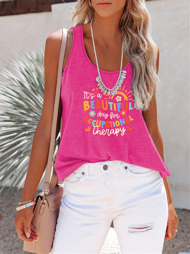 Full Size Letter Graphic Scoop Neck Tank