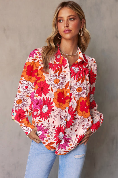 Printed Collared Neck Long Sleeve Shirt